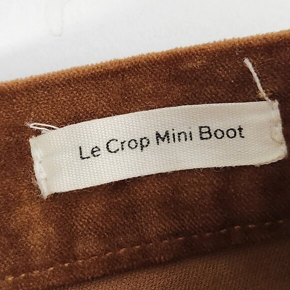 Frame Le Crop Mini Boot Cotton Blend Velvet kick-Flare Pants Size 26 Brown - Picture 6 of 8